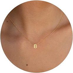 Letter B Латунные подвески начальные ожерелья для женщин, золотые, В письме, 15.75 дюйм (40 см)