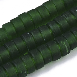 Зеленый Ручной работы бусины матовое бисер нитей, Heishi бусы, Диск / плоские круглые, зелёные, 9x4.5 мм, отверстие : 1.6 мм, около 108 шт / нитка, 19.29 дюйм