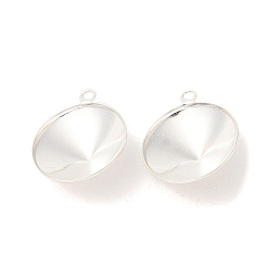 Серебро Ионное покрытие (ip) 304 подвеска из нержавеющей стали с заостренной задней частью и стразами, конус, полированный, серебряные, пригодный для стразов 11.5 мм, 14.5x12.5x4 мм, отверстие : 1 мм