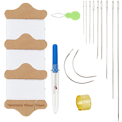 Белый Швейные инструменты, включая вощеный нейлоновый шнур, швейные иглы из углеродистой стали, железа швейная игла устройства резьбы нитенаправительной инструмента, железные швейные наперстки, пластиковые разрывные устройства, белые, 0.55 мм