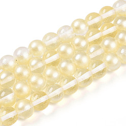 Светлый Золото-желтый Запекание окрашенные прозрачные стеклянные бусины нити, круглые, два тона, светлый золотарник желтый, 9.5~10 мм, отверстие : 1.2 мм, около 84~87 шт / нитка, 29.53~30.71 дюйм (75~78 см)