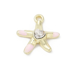 лаванда Подвески со стразами из сплава эмали, без кадмия, без никеля и без свинца, морская звезда, золотые, лаванда, 14.5x14x3.5 мм, отверстие : 1.5 мм