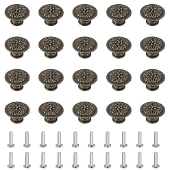 Античная Бронза Ручки для выдвижных ящиков из цинкового сплава, шкаф тянет ручки для ящика, аксессуары для дверных ручек, плоско-круглые, античная бронза, 24.5x16 мм, 20 комплектов / коробка