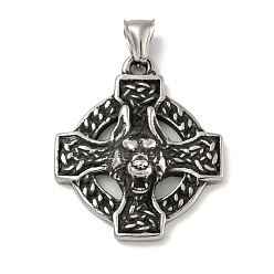 Cross 316 хирургические подвески из нержавеющей стали, античное серебро, крестик, 40x35x11 мм, отверстие : 4x8 мм