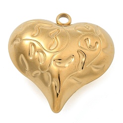 Настоящее золото 18K 304 подвески из нержавеющей стали, шарма сердца, реальный 18 k позолоченный, 30.5x29x14 мм, отверстие : 3 мм