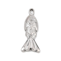 Stainless Steel Color 304 Stainless Steel Pendants, Fish Charms, Stainless Steel Color, 23x9.5x3mm, Hole: 1.4mm