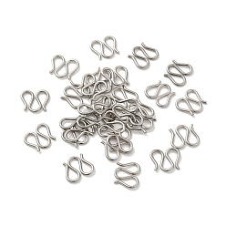 Stainless Steel Color Non-Tarnish 304 Stainless Steel S-hook Clasps, M Clasps, Stainless Steel Color, 7.5x8.5x1mm