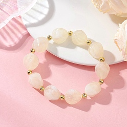 Бежевый Эластичные браслеты из акриловых бусин, имитирующих драгоценные камни, для женщин., самородки, с CCB пластиковые шарики, бежевые, бусины : 15x12 мм, внутренний диаметр: 1.97 дюйм (5 см)