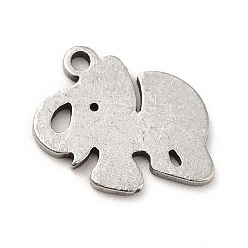Stainless Steel Color Non-Tarnish 201 Stainless Steel Pendants, Elephant Charms, Stainless Steel Color, 10.5x12x1mm, Hole: 1.2mm