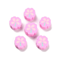 Pink Бусины из полимерной глины , цветок, розовые, 10~10.5x10~11x4.5 мм, отверстие : 1.6 мм