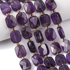 Аметист Природный аметист нитей бисера, прямоугольные, граненые, с бисером, 10x8~8.5x4.5~5 мм, отверстие : 1 мм, около 31 шт / нитка, 14.57'' (37 см)