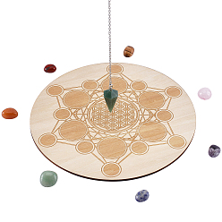 Смешанные камни Украшения для дома в стиле йоги и чакры своими руками, включая защитный коврик для чашки, полупрозрачные бусины из драгоценных камней и подвески с маятником для биолокации, 20x0.3 см, 1 PC