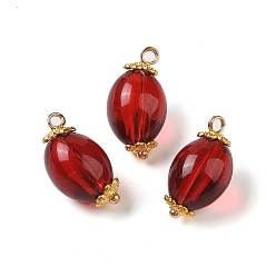 (123L) Белый крем непрозрачный блеск Акриловые подвески, с медными петлями, овальные, огнеупорный кирпич, 19.5x10.5 мм, отверстие : 1.8 мм