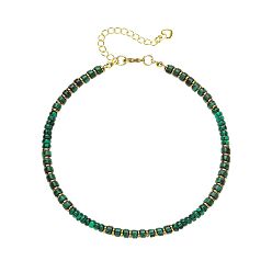 Малахит Браслеты на ногу heishi из синтетического малахита и латуни в стиле бохо, золотые, 9-1/8 дюйм (230 мм)