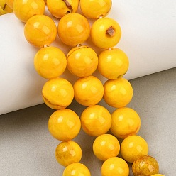 Gold Natural Persian Jade Graduated Beads Strands, Dyed, Smooth Round, Gold, 6~12mm, Hole: 1~1.4mm, about 53pcs/strand, 17.32''(44cm)
