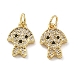Настоящее золото 18K Латунные микро проложить кубического циркония подвески, собака прелести, без свинца и без кадмия, долговечный, стойки покрытие, с целью перехода в кольце, реальный 18 k позолоченный, 14.5x10.5x1.5 мм, отверстие : 3 мм