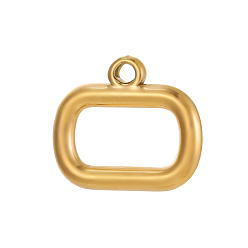 Настоящее золото 18K 304 подвески из нержавеющей стали, прямоугольник амулеты, ионное покрытие (ip), реальный 18 k позолоченный, 15x17 мм