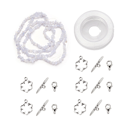 Natural Agate DIY Bracelets Necklaces Jewelry Sets, Natural Agate Chips Beads Strands, Toggle Clasps, Lobster Claw Clasps and Elastic Wire, 12.6x10.6x2.1cm