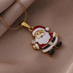 Золотой 304 эмалированные красные рождественские подвески в виде Санта-Клауса из нержавеющей стали, золотые, 15.75 дюйм (40 см)