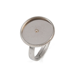 Нержавеющая Сталь Цвет 304 компоненты манжетного кольца из нержавеющей стали, настройки кольца чашки безеля, плоско-круглые, цвет нержавеющей стали, лоток : 16 мм, внутренний диаметр: 17 мм