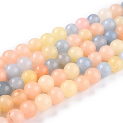 Разноцветный Натуральный белый нефритовые четки, круглые, окрашенные, красочный, 6 мм, отверстие : 1 мм, около 58~61 шт / нитка, 37.5~38.5 см