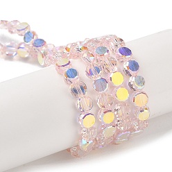 лаванда Прозрачные стеклянные бусины гальваническим пряди, с покрытием AB цвета, граненые, плоско-круглые, лаванда, 4x4x2.5 мм, отверстие : 1.1 мм, около 145~155 шт / нитка, 20.08''~21.65'' (51~55 см)