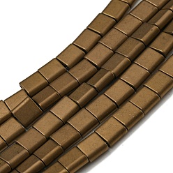 Темно-Золотистый Гальванические немагнитная синтетический гематит бисер пряди, квадратный, матовый стиль, 2-луночное, темные золотарник, 6x6x3 мм, отверстие : 1.2 мм, около 69 шт / нитка, 15.55 дюйм (39.5 см)