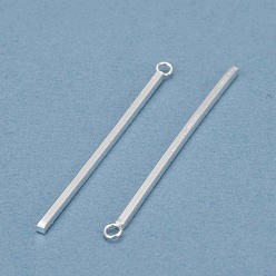 Silver 304 Stainless Steel Pendants, Rectangle/Bar, Silver, 43x1.5x1.5mm, Hole: 2mm