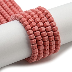 Лосось Природный агат бисер нитей, окрашенная и подогревом, граненый (18 граней), шестиугольник, salmon, 3x4x3 мм, отверстие : 0.9 мм, около 131 шт / нитка, 15 дюйм (38.1 см)