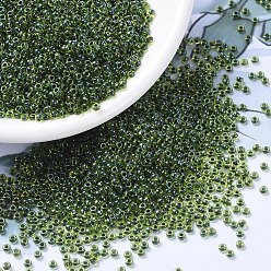 (RR350) Olive Lined Chartreuse Luster Миюки круглые бусины рокайль, японский бисер, 11/0, (rr 350) оливково-шартровый блеск, 11/0, 2x1.3 мм, Отверстие : 0.8 мм , около 5500 шт / 50 г