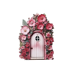 Цветок Украшения для деревянных дверей, миниатюрная волшебная дверь на елку, для дома, садовые украшения, цветочная дверь, цветок, 100x75 мм