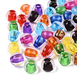 (52) Непрозрачная лаванда Прозрачного акрилового Европейский бисером, круглые, большое отверстие шарик, Центр окрашенные, разноцветные, 13.5~14 мм, отверстие : 5 мм, Около 393 шт / 500 г