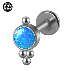 Леденец G23 титановые безрезьбовые лабреты, с имитацией опал, цвет нержавеющей стали, леденец, 8 мм, штифты : 1.2 мм