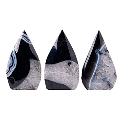 Черный Натуральный окрашенный и нагретый черный агат скульптурное украшение, для украшения рабочего стола домашнего офиса, чёрные, 70~110 мм