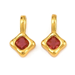 Настоящее золото 18K Латунные микро проложить кубического циркония подвески, ромб прелести, реальный 18 k позолоченный, 12.5x7.5x4.5 мм, отверстие : 4x2.5 мм