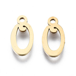 Letter O 201 прелести нержавеющей стали, лазерная резка, алфавит, золотые, letter.o, 12x6x1 мм, отверстие : 1.4 мм