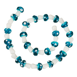 Темно-бирюзовый 1нити из бусин ручной работы в технике лэмпворк, гриб, темные бирюзовый, 11.5~14.5x9~11 мм, отверстие : 1 мм, о 25шт / цепи, 13.54 дюйм (34.4 см), 1 прядь / комплект