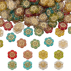 (52) Непрозрачная лаванда 160 шт 8 цвета прозрачные акриловые бусины, цветка сливы, золотой металл обвитыми, разноцветные, 13x4 мм, отверстие : 1.2 мм, 20 шт / цвет