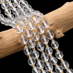 Хрусталь Природных кристаллов кварца бисер нитей, горного хрусталя, граненые, рис, с бисером, 7.5~8x6~7.5 мм, отверстие : 0.8~1 мм, около 36~40 шт / нитка, 15.55~15.75'' (39.5~40 см)