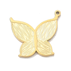 Real 18K Gold Plated 304 Stainless Steel Pendants, Butterfly Charms, Rack Plating, Long-Lasting Plated, Real 18K Gold Plated, 14x16x1.5mm, Hole: 1mm