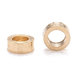 Настоящее золото 24K Spacer бисер латунные, долговечный, плоско-круглые, реальный 24 k позолоченный, 2x0.5 мм, отверстие : 1.2 мм