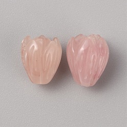 Персиковый Слойка Непрозрачные бусины-розы из смолы, с синтетической оболочкой, розовые, 8.5x7 мм, отверстие : 1.2 мм