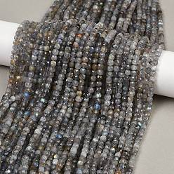 Лабрадорита Природные лабрадорита бисер нитей, граненые, кубические, 4.5x4.5x4.5 мм, отверстие : 0.8 мм, около 80~83 шт / нитка, 15.08~15.16'' (38.3~38.5 см)