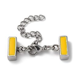 Stainless Steel Color 304 Stainless Steel Chain Extender, with Lobster Claw Clasps and Enamel Rectangle Chain Tabs, Stainless Steel Color, 39mm