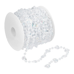 Прозрачный АВ 1 Подвесные хрустальные бусины в форме сердца из акрила, цепочка-гирлянда, дверная занавеска, подарок на свадьбу, ясно AB, 5 мм, 15 м / рулон