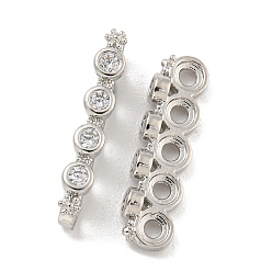 Платина Латунные прозрачные распорные планки из кубического циркония, долговечный, без свинца и без кадмия, платина, 17x3x4.5 мм, отверстие : 1.4 мм