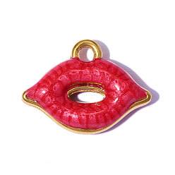 Красный 304 подвески из нержавеющей стали, с эмалью, губы прелести, зеркальная полировка, ионное покрытие (ip), реальный 18 k позолоченный, красные, 17x12 мм, отверстие : 1.7 мм