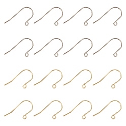 Mixed Color 304 Stainless Steel Earring Hooks, with Horizontal Loop, Mixed Color, 27.5x13x0.8mm, Hole: 1.8mm, 21 Gauge, Pin: 0.7mm, 2colors, 50pcs/color, 100pcs/box