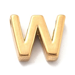 Letter W Ионное покрытие (ip) 304 брелоки из нержавеющей стали, буквенное очарование, реальный 18 k позолоченный, Буква W, 9.5x12x3 мм, отверстие : 1.6 мм