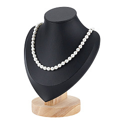 Черный Подставки для ожерелий из искусственной кожи и дерева, чёрные, 17.5x14x8.5 см